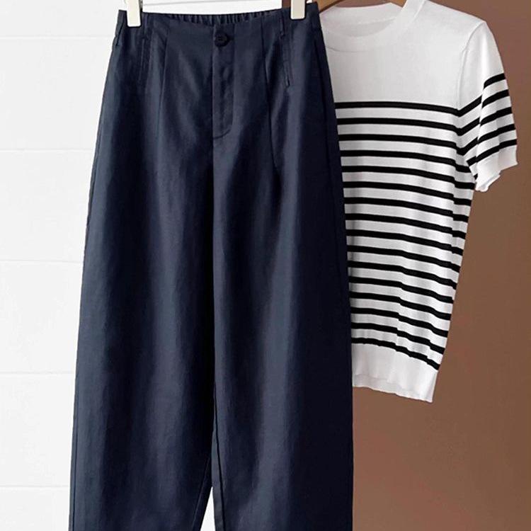 Tencel Linen Women's Wide-Leg Casual Pants - Summer 2026 Style, Lightweight, Loose Fit, Slimming, Nine-Tenths Length