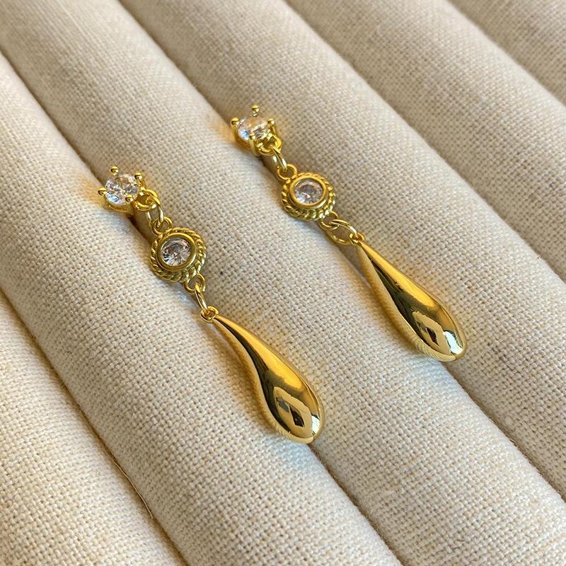 

Комплект ожерелья и серег-пусет «Капля атмосферы», медная бижутерия с покрытием из 18-каратного золота для женщин