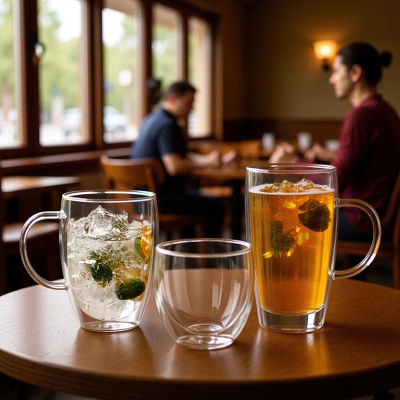 Zhenqi Goose Egg Double Wall Glass Mug with Handle