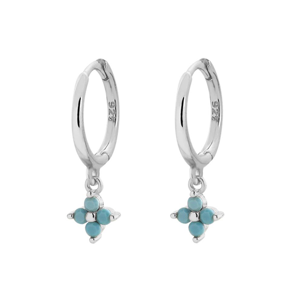 Elegant S925 Silver Turquoise Butterfly Studs & Four-Leaf Clover Earrings for Women