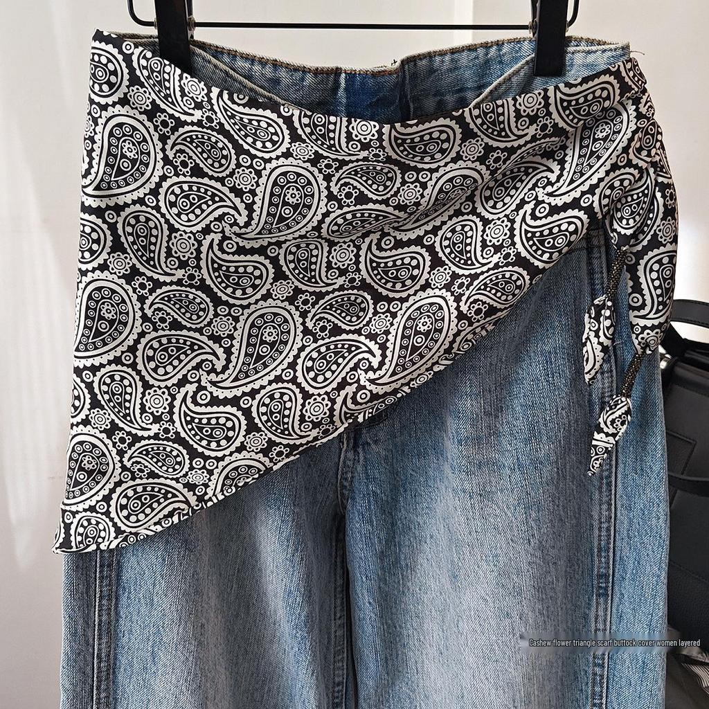 Koreańska damska warstwowa trójkątna jedwabna chusta - modny dodatek do talii na rok 2025 do dżinsów