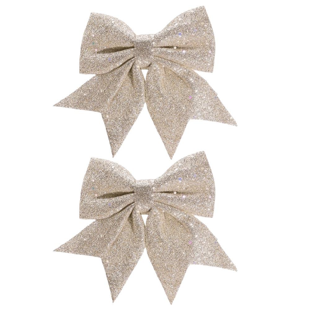 2Pcs 3D Bow Christmas Decorations Sparkling Christmas Hanging Decorations Holiday Accessories