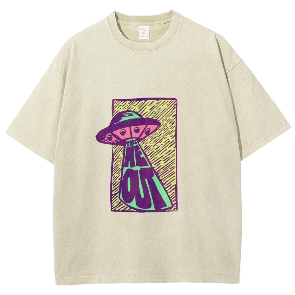 Cool Alien Spaceship UFO T Shirt Unisex Tees Top Short Sleeve T-shirt Cotton Streetwear Harajuku Graphic Cotton T Shirt