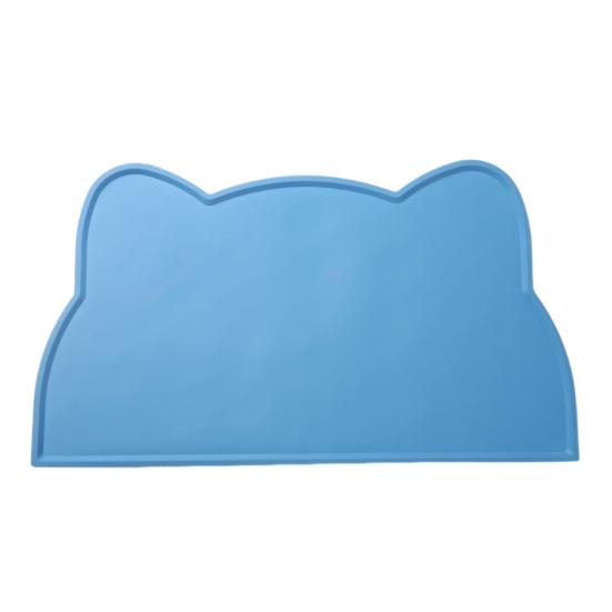 Waterproof Dog Food Mat Cat Face Design Silicone Pet Feeding Placemat with Raised Edge Non-slip Pet Bowl Mat for Dogs Cats