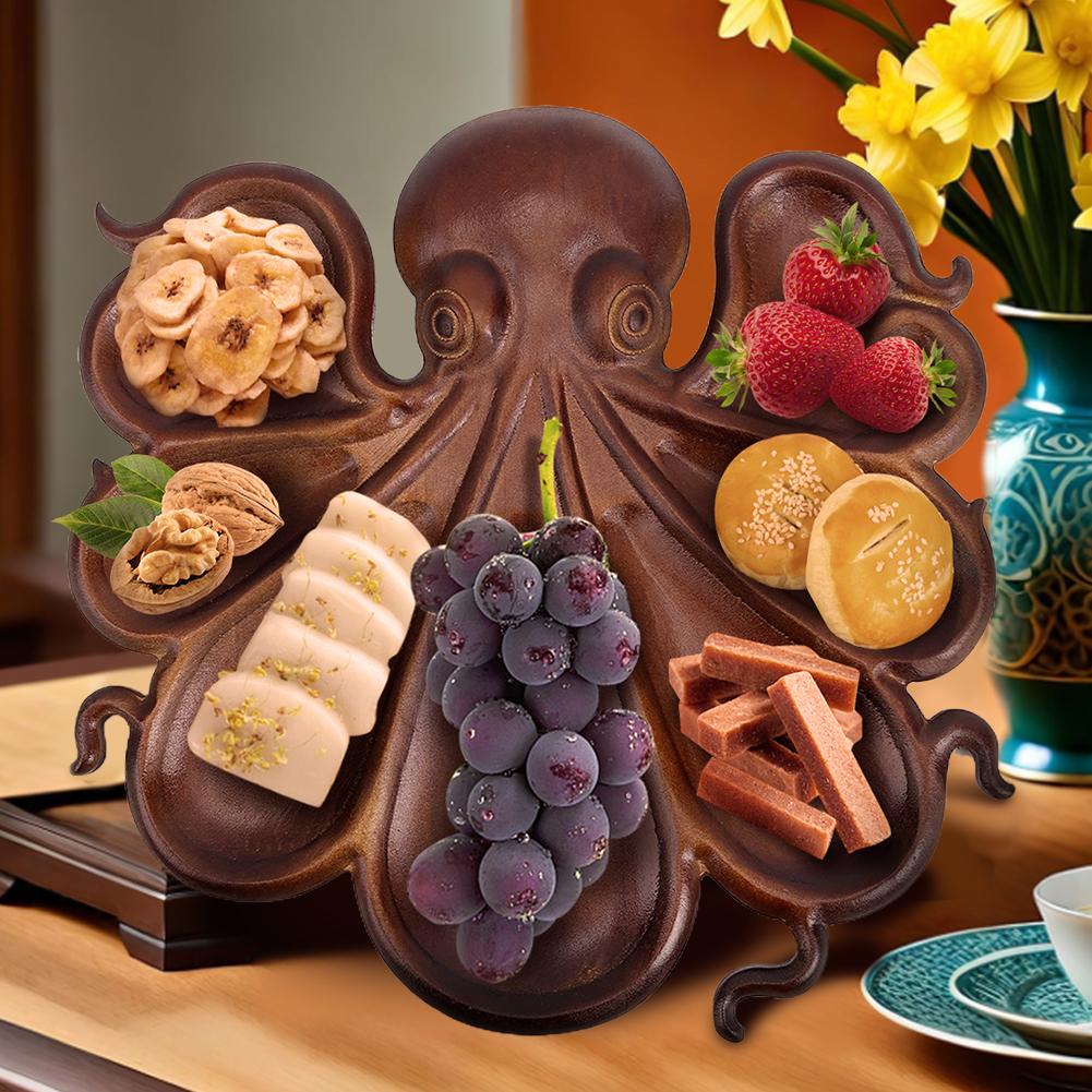 Octopus Charcuterie Platter Charcuterie Tray Multi-Function Food Serving Tray Wood Serving Tray for Cheese Meats Fruit