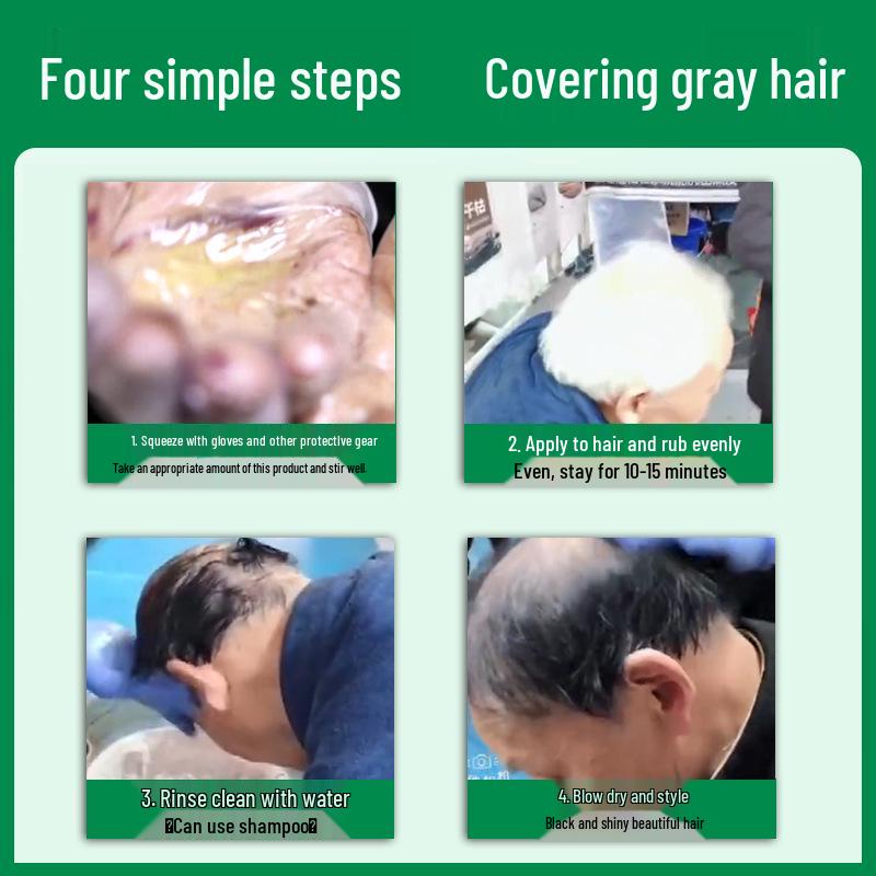 Cordyceps Black Hair Dye Shampoo - Natural Plant-Based Bubble Dye Cream