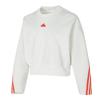 Logo Patchwork Three-Stripe Ribbed Crew Neck Sweatshirt Women Tops Ivory-White IS3878