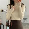 Ladies Fashion Off Shoulder Turtleneck Warm Solid Color Long Sleeve Sweater