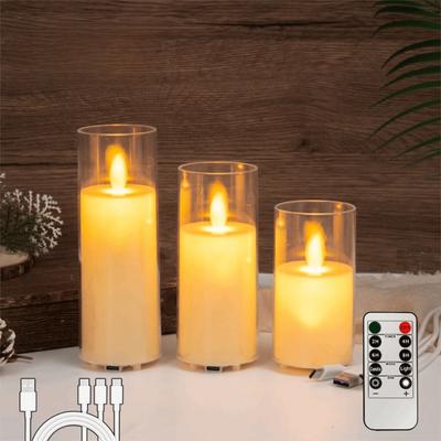 Realistic Flickering Electronic Candles Rechargeable Atmosphere Night Lamp  Home Decor