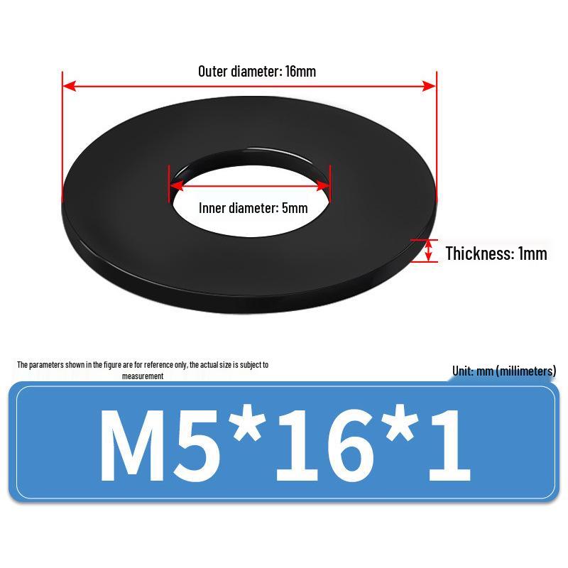 8.8 Grade Black Hardened High-Strength Oversized Flat Metal Spacer Washer (M2-M8)