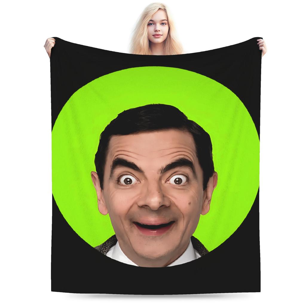 M-Mr Bean Coperte Calde Morbide Copriletto Peluche per Bambini Copriletto Pattern Decorazione Casa Copriletto in Flanella Copriletto per Divano Letto