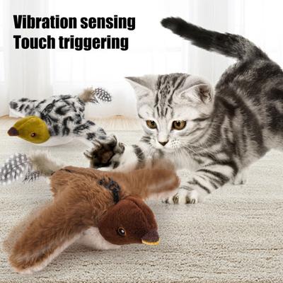 Flapping Bird Cat Toy Rechargeable Chirping Bird Cat Chasing Toy Interactive Plush Flying Bird for Indoor Cats Active Play Exercise Hunting Instincts