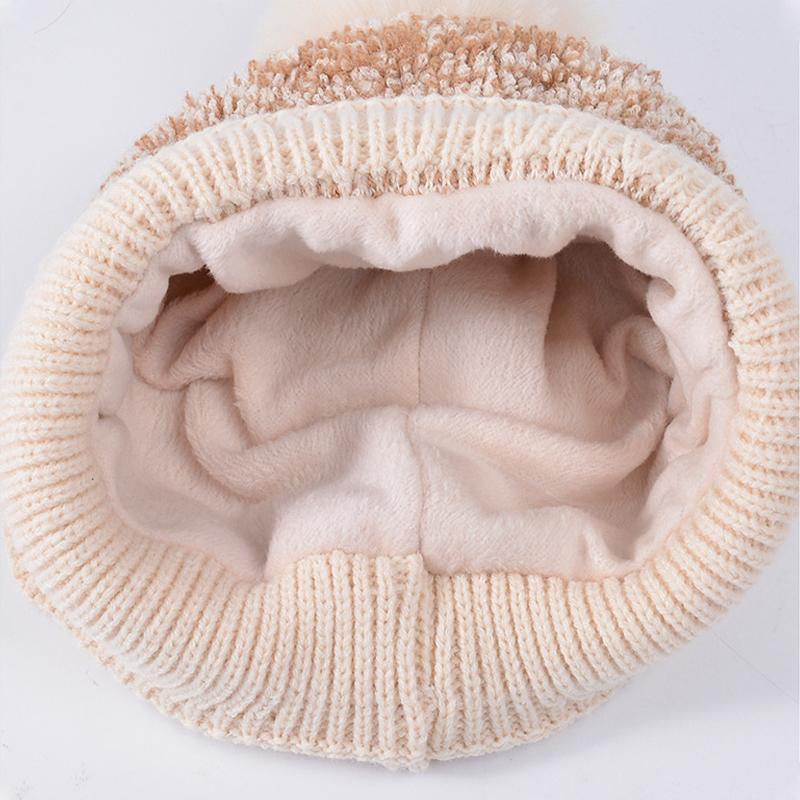 Winter Knit Pom Pom Beanie and Touch Screen Gloves Set for Women Warm Ear Flap Hat 2 Piece