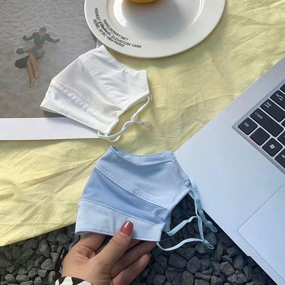 Women Eye Protection Solid Color Anti-uv Face Cover Face Scarves Ice Silk Face Scarf Sunscreen Veil