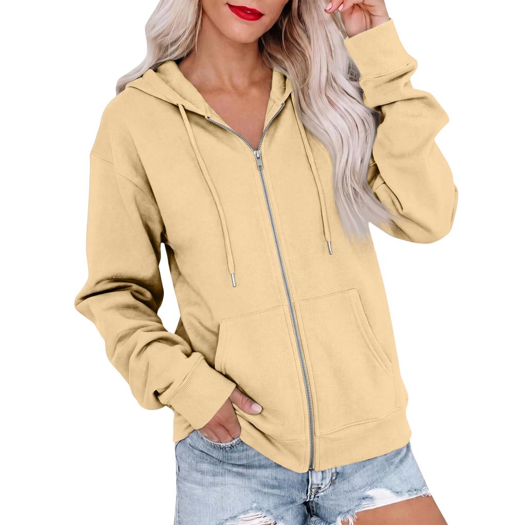 Felpa con cappuccio e maniche lunghe da donna, giacca felpa colorata per uso quotidiano casual