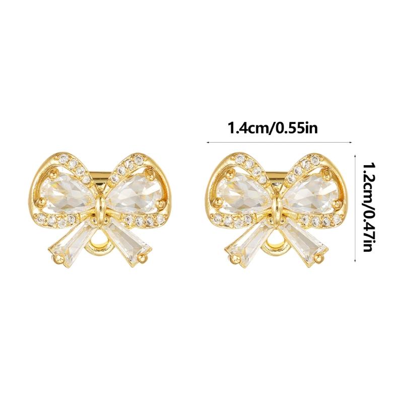 Stylish Metal Bows Decor Adorned with Zircon Stones Embellished Bows Clip On Charm for Freeclip 1/2 Wireless Earphones