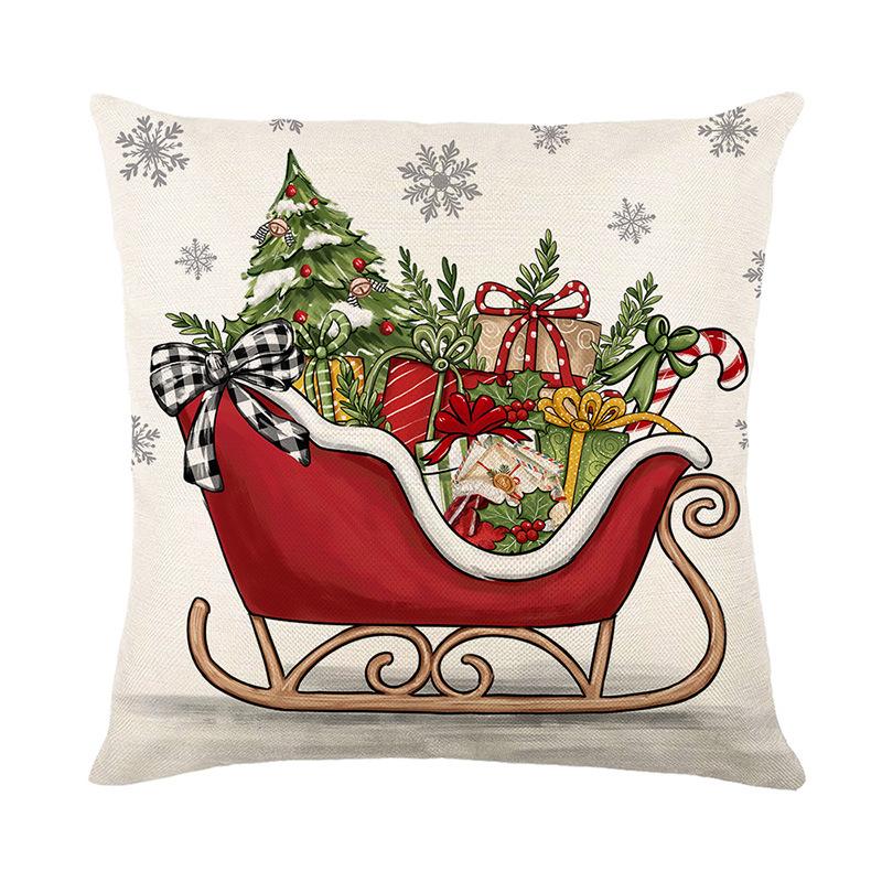 

Christmas Decorative Throw Pillow Cover Polyester Printed Sofa Home Cushion Cover Bedroom Cushion Cover 45 * 45Cm (without pillow core)