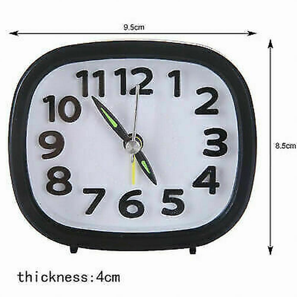 Square Round Alarm Clock Small Table Wake-Up Clocks Battery Powered Portable Alarm Clock Night Light No-Tick Bedside Clocks