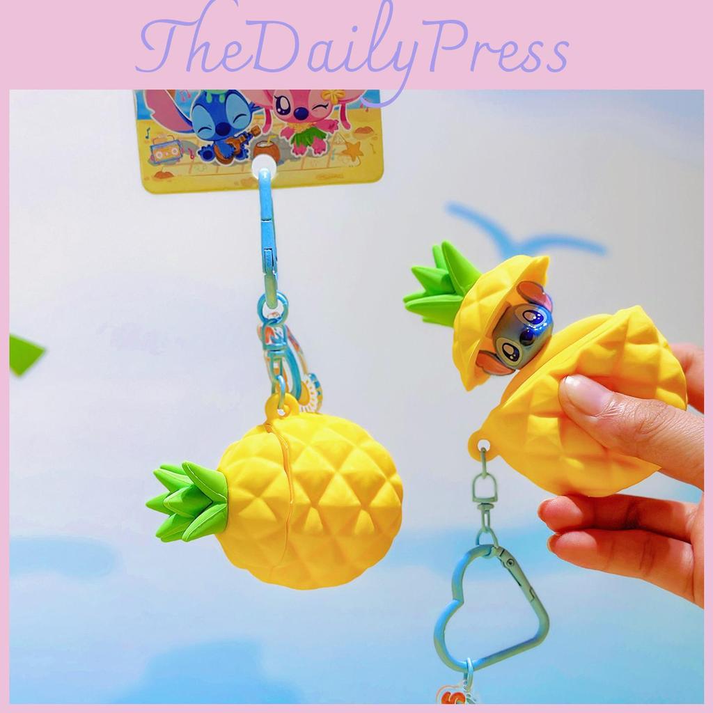 Stitch Summer Beach Collection Pineapple Silicone Keychain With Cute Character Design For Kids And Teens
