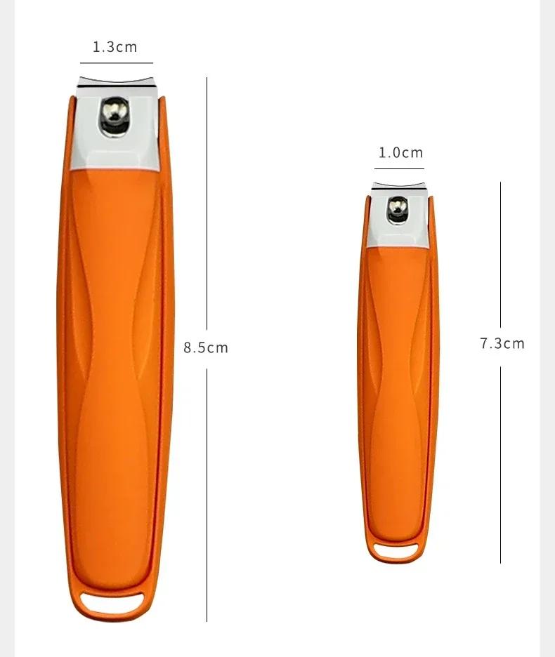 Creative Cute Stainless Steel Nail Clippers for Kids - Anti-Splash Diagonal Design Available in Pink Green Orange
