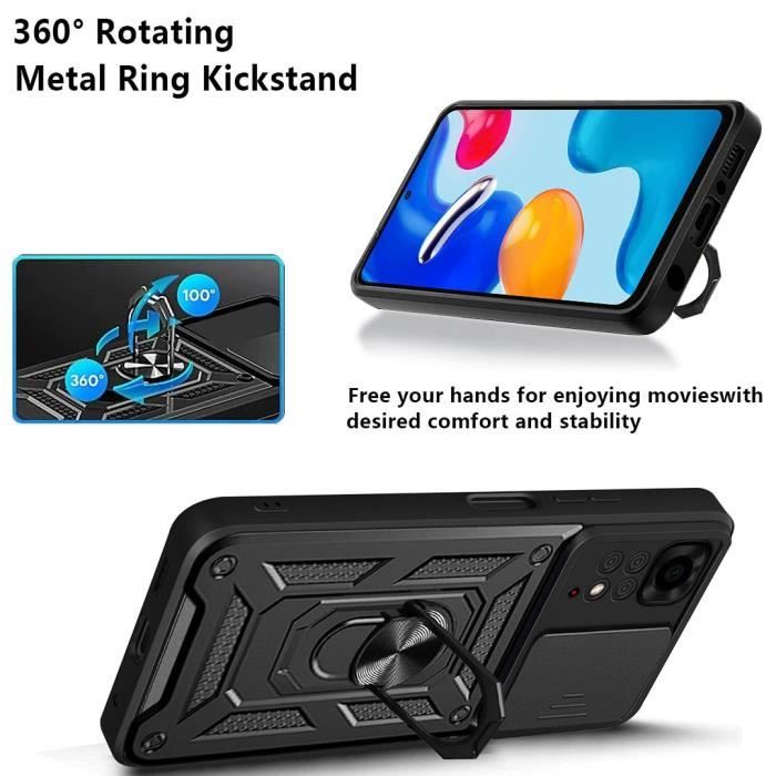 Etui Ochronne - E.F.CONNECTION - Do Xiaomi Redmi Note 11S - Twarde Etui - Czarne - 2 Szkła Hartowane