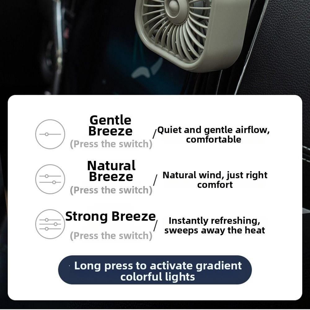 Colorful Lighting USB Small Cooling Fan Adjustable Car Mounted Air Cooler Rear Seat