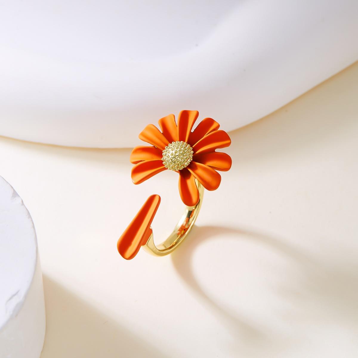 

Colorful Small Daisy Flower Open Adjustable Rings Dainty Sunflower Floral Finger Ring Wedding Party Jewelry Gift For Women Men