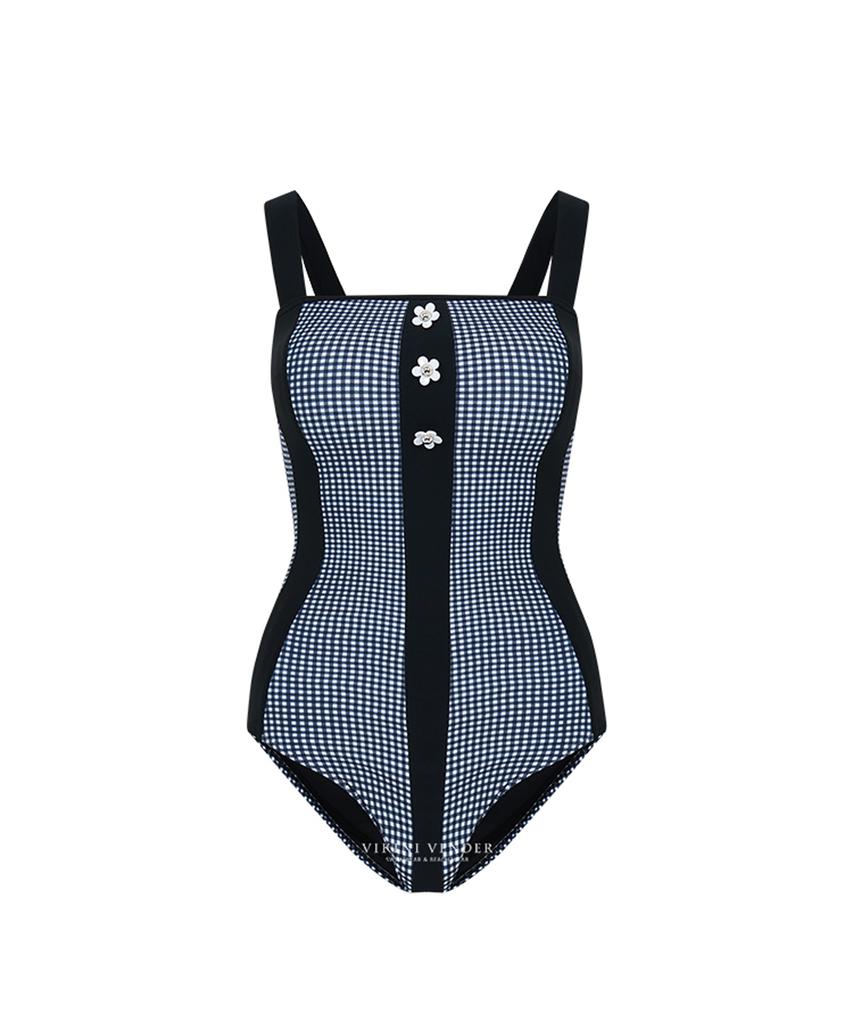 VIKINI VENDER Jubilee Check Button Monokini - Black
