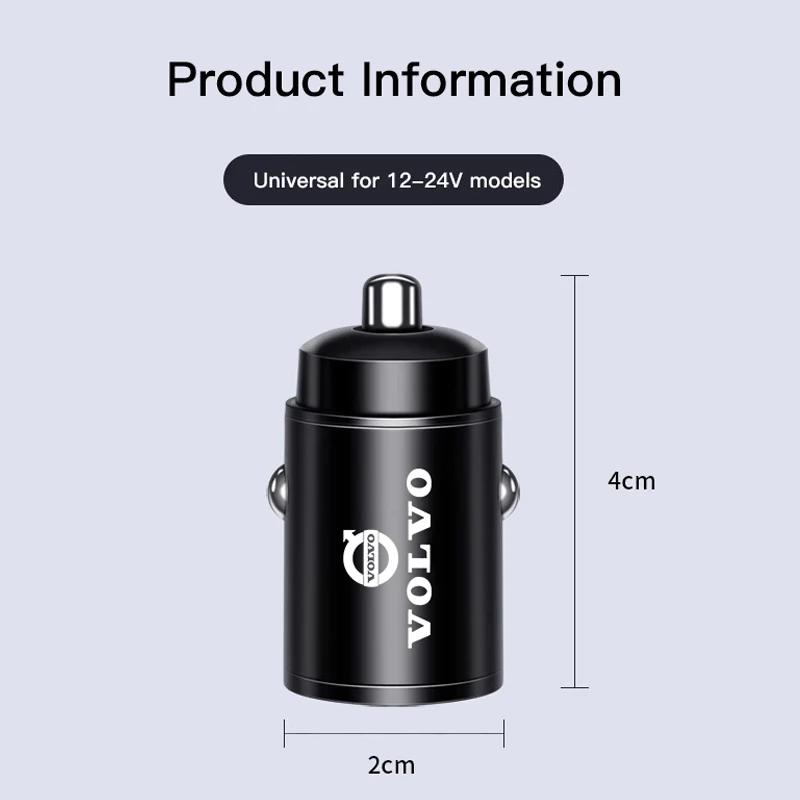 Car Charger USB Type-C Phone Hidden Fast Charging Convert Plug For Volvo Rdesign V60 V40 XC90 S60 C30 XC60 V70 S90 Olestar AWD WT6