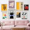 Nordic Posters and Prints for Living Room Decor, Abstract Wine, Jazz Festival, Red, Black Cat, Canvas Paintings, Wall Art