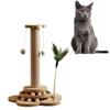 Wooden Cat Scratcher With Rope Play Toy For Pet Enrichment And Entertainment