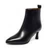 Pointed Short Boots Women's 2025 British Style Simple Temperament Thin High-heeled Women's Boots Fashion Boots Leather Boots Velvet and Thin Ankle Bo
