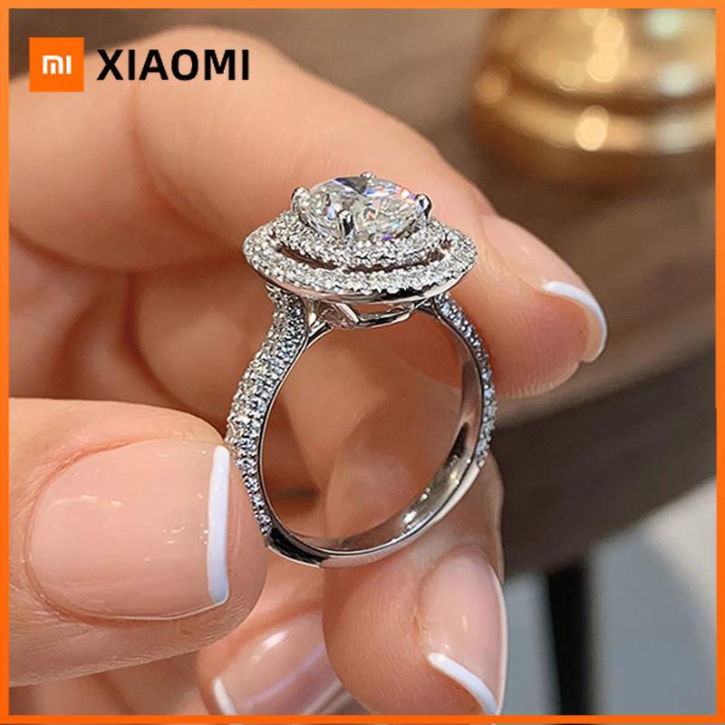 Xiaomi Huitan 2022 Wedding Trend Eternity Rings for Women Inlaid AAA Cubic Zirconia Elegant Oval Shape Band Rings Engagement Jewelry