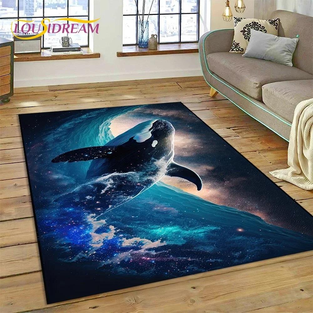 Tappeto Moquette 3D Mondo Sottomarino Fondale Marino Delfino Cartone Animato per Camera da Letto Soggiorno Decorazione Casa Divano, Bambino Grande Decor Tappetino Pavimento