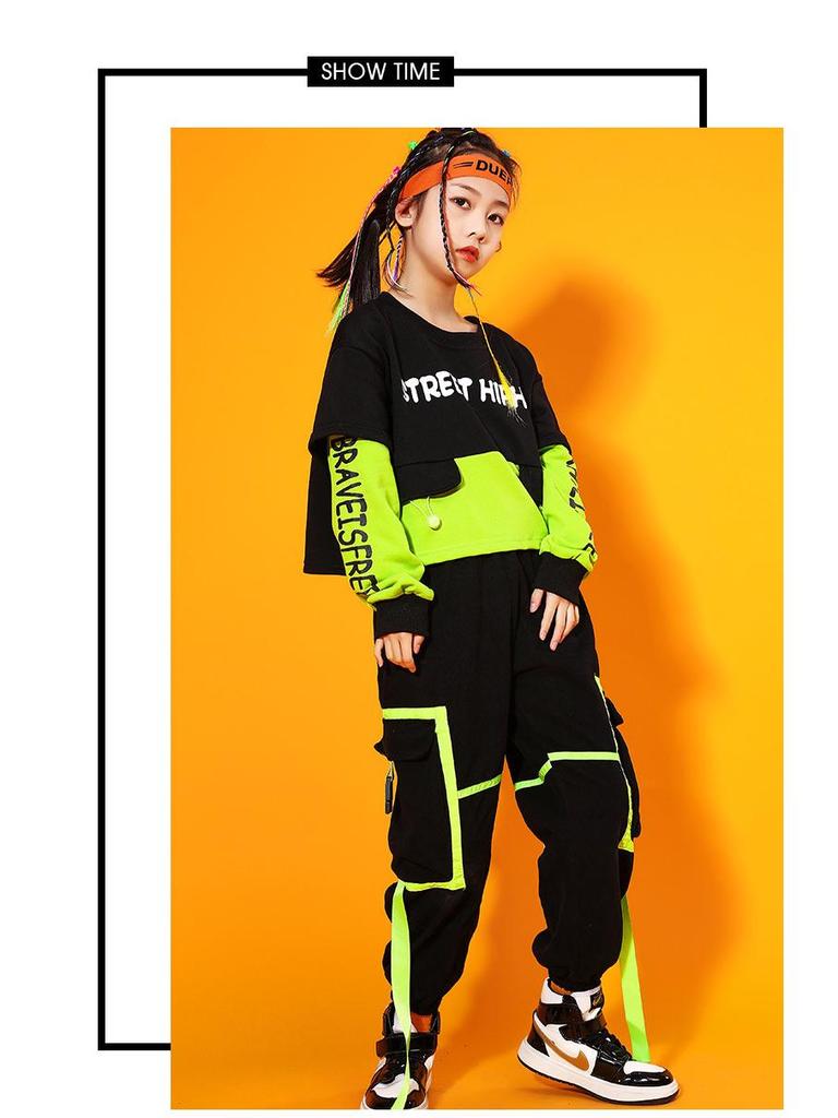 June 1st Kids Street Dance Costume - Boys' Hip Hop Drum Kit Outfit & Girls' Jazz Dance Outfit Trendy Performance Wear.