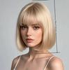 European and American Fashion Gold Wig Women's Full Head Set Short Straight Hair, Wavy Air Bangs, Fluffy Full Top Wig