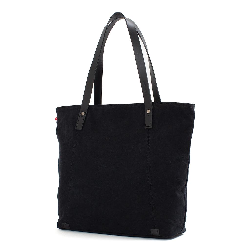 [Doubles] A4 Tote Bag with Zipper, Single-Flap, Made of Japanese No. 10 Paraffin Bio-Treated Canvas and Italian Tanned Cowhide Leather (BQZ-7433)