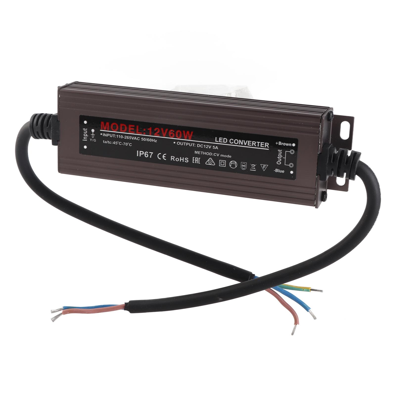 

IP67 Water Resistant LED Driver Switch Power Supply Transformer Adapter for LED Strip Light Outdoor Lightbox Signboard 60W синий