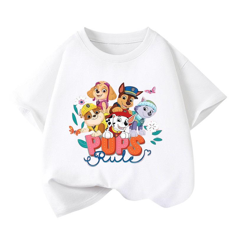 Paw Patrol Kids Cotton Flag T-Shirt - Short Sleeve Summer Top 130 cm