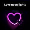 Solar Powered Car Neon Light Wireless Cute Heart Shaped Led Ambient Light Suction Cup USB Rechargeable Atmosphere Breathing Lamp