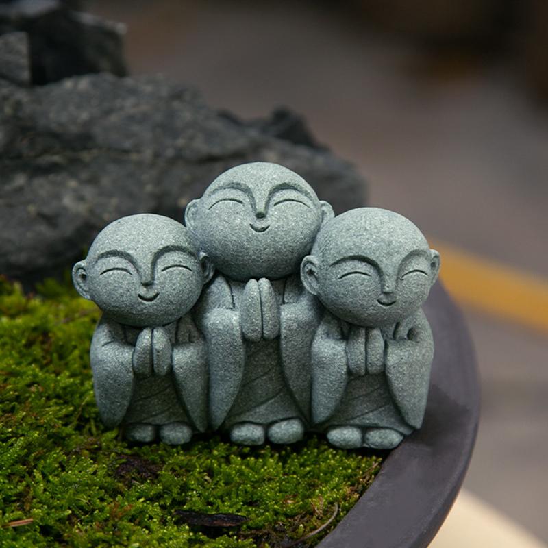 Latest Durable Miniature Statue Exquisite Cute Little Monks Figurine Handmade Zen Garden Ornament Aquarium Decor