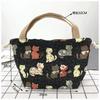 Japanese Cute Bento Bag Tote Handheld Canvas Lunch Bags Cartoon Anime Drawstring Bag Portable Foldable Holds Two Lunch Boxes
