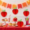 6Pcs10-20cm Red Apple Honeycomb Hanging Ornament for Birthday Back To School Carnival Christmas New Year Family Party Decoration 5