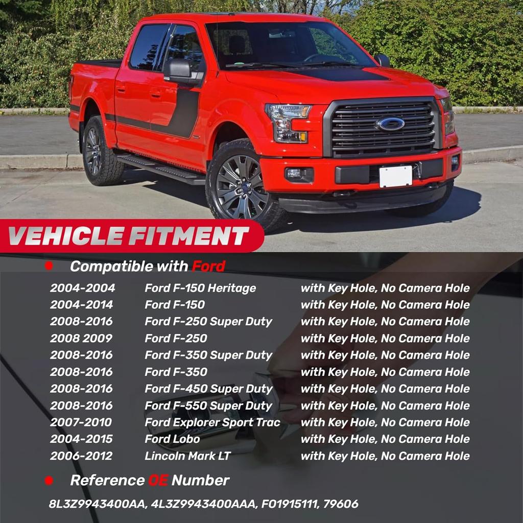 Tailgate Handle Compatible With 2004-2016 Ford F150 F250 F350 F450 F550 Super Duty Explorer Lobo, Lincoln Mark LT, Liftgate Latch Door Handle Replace