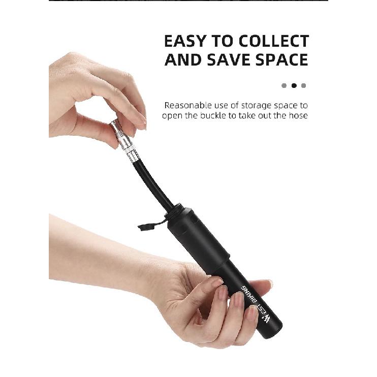 WEST BIKING Mini Portable Bicycle Pump 110PSI Hand Air Pump MTB Road Bike Tire Inflator With Extension Hose Cycling Accesories