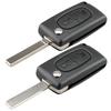 2 Buttons Flip Folding Key Case Black Remote Flip Folding Key Shell Cover Case for Peugeot 207 307