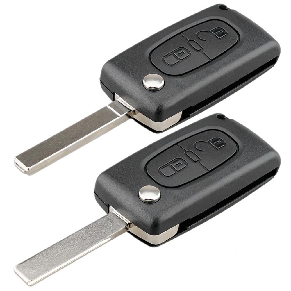 2 Buttons Flip Folding Key Case Black Remote Flip Folding Key Shell Cover Case for Peugeot 207 307