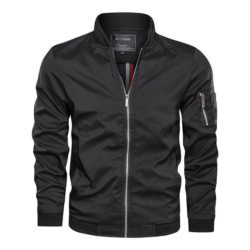 Spring and Autumn Thin Men's Baseball Collar Solid Color Jacket Casual Air Force One Jacket Men's