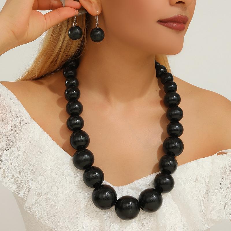 Bohemian etniczny wielokolorowy przesadzony długi naszyjnik z drewnianymi koralikami zestaw - latynoamerykański zestaw biżuterii