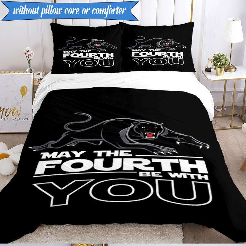 3PCS Panther Panthers Spirit Bedding Set 2D Printing (Includes 1 Duvet Cover + 2 Pillowcases Coreless), Bedroom decor,Fan Gift